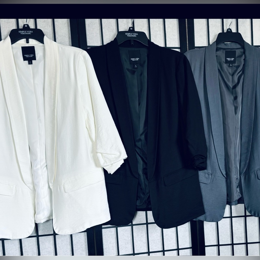 Simply Vera VERA Wang  | Open Front Blazer(s) *NWOT
WHT/MED ~BLK/MED~GRY/MED